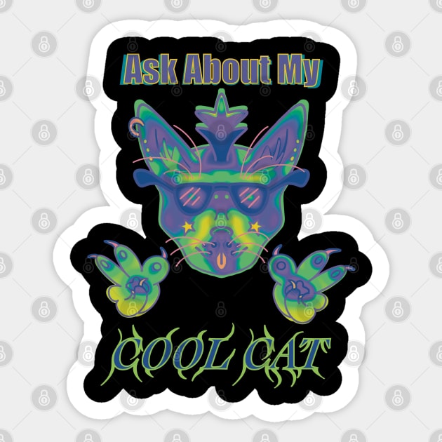 Mardi Gras Ask About My Cool Cat Sticker by IgorAndMore